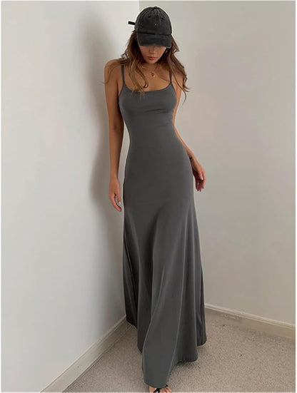 Vestido Largo Elegante Sin Mangas Femenino