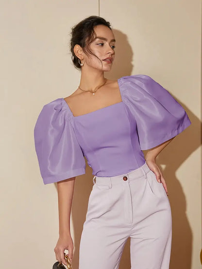 Blusa Raso Elegante Mangas Florales