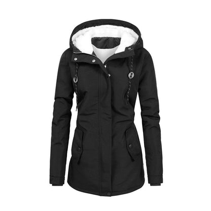 Chaqueta Mujer Polar Forrada con Capucha Ajustable