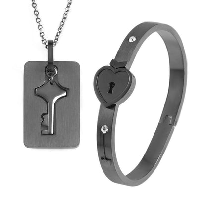 Pulsera Pareja Corazón Candado Llave Romántica