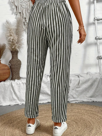 Pantalón a rayas elástico cómodo AVELINE