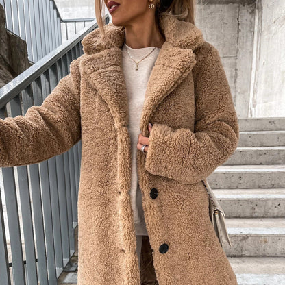 Chaqueta Felpa Mujer Cuello Redondo Clásica