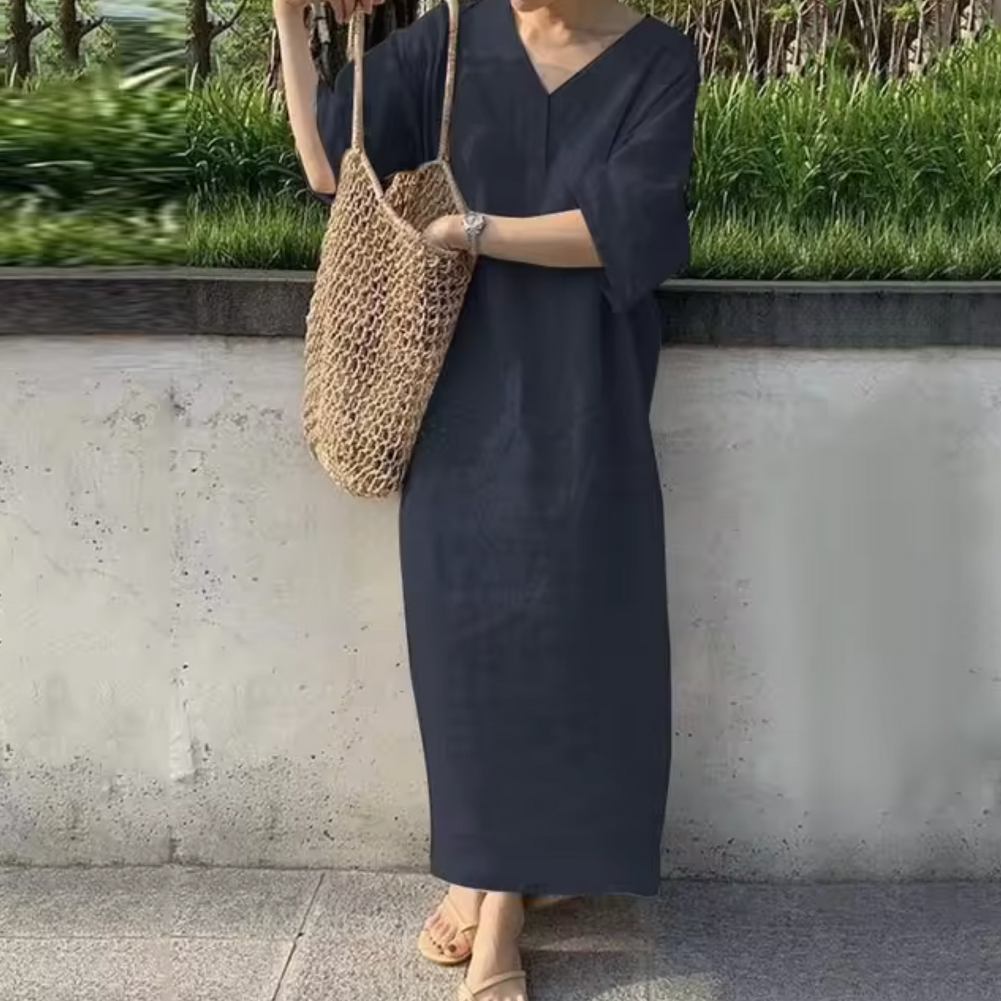 Vestido Lino Natural Amplio y Fresco
