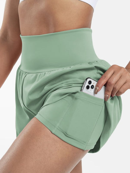 Pantalón corto deportivo mujer cintura alta con bolsillos