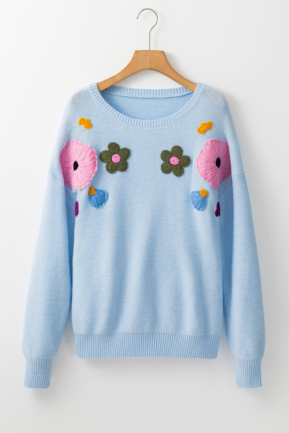 Jersey de punto floral con cuello acanalado