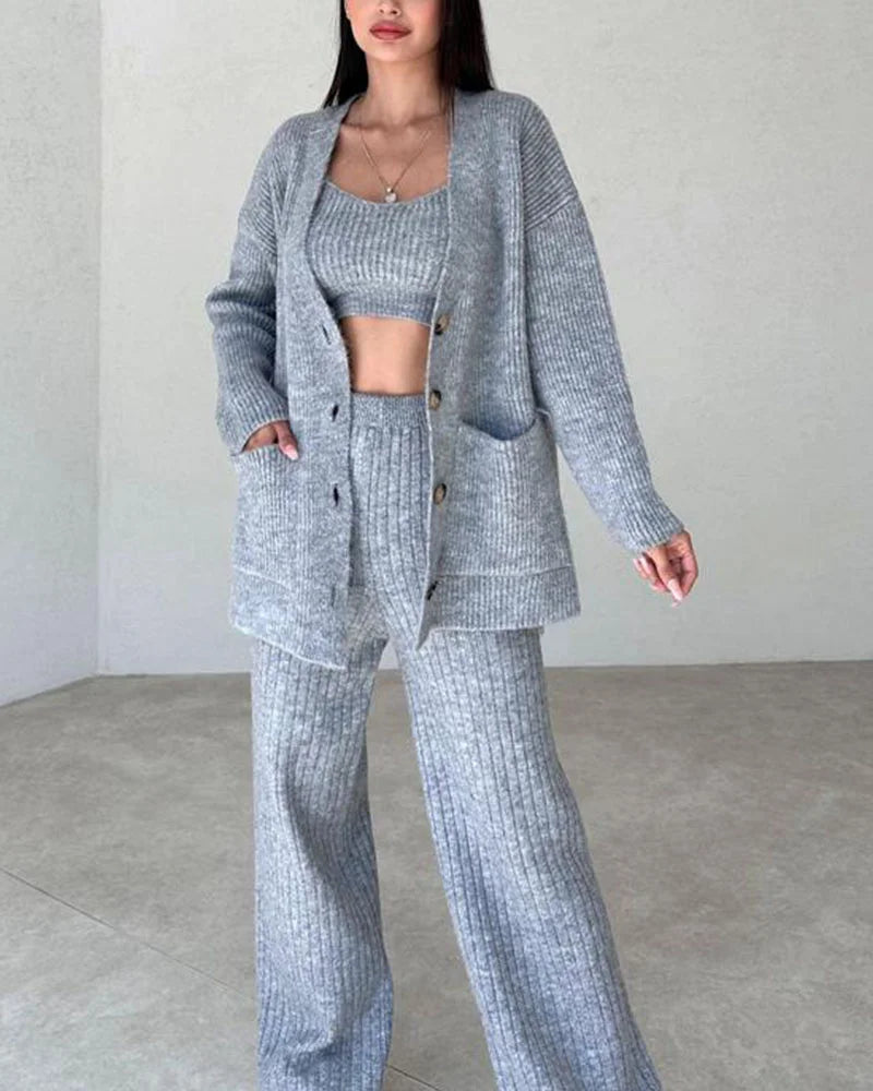 Conjunto Mujer Top Corto y Pantalón Conjunto Elegante