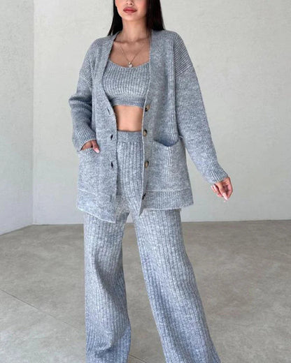 Conjunto Mujer Top Corto y Pantalón Conjunto Elegante