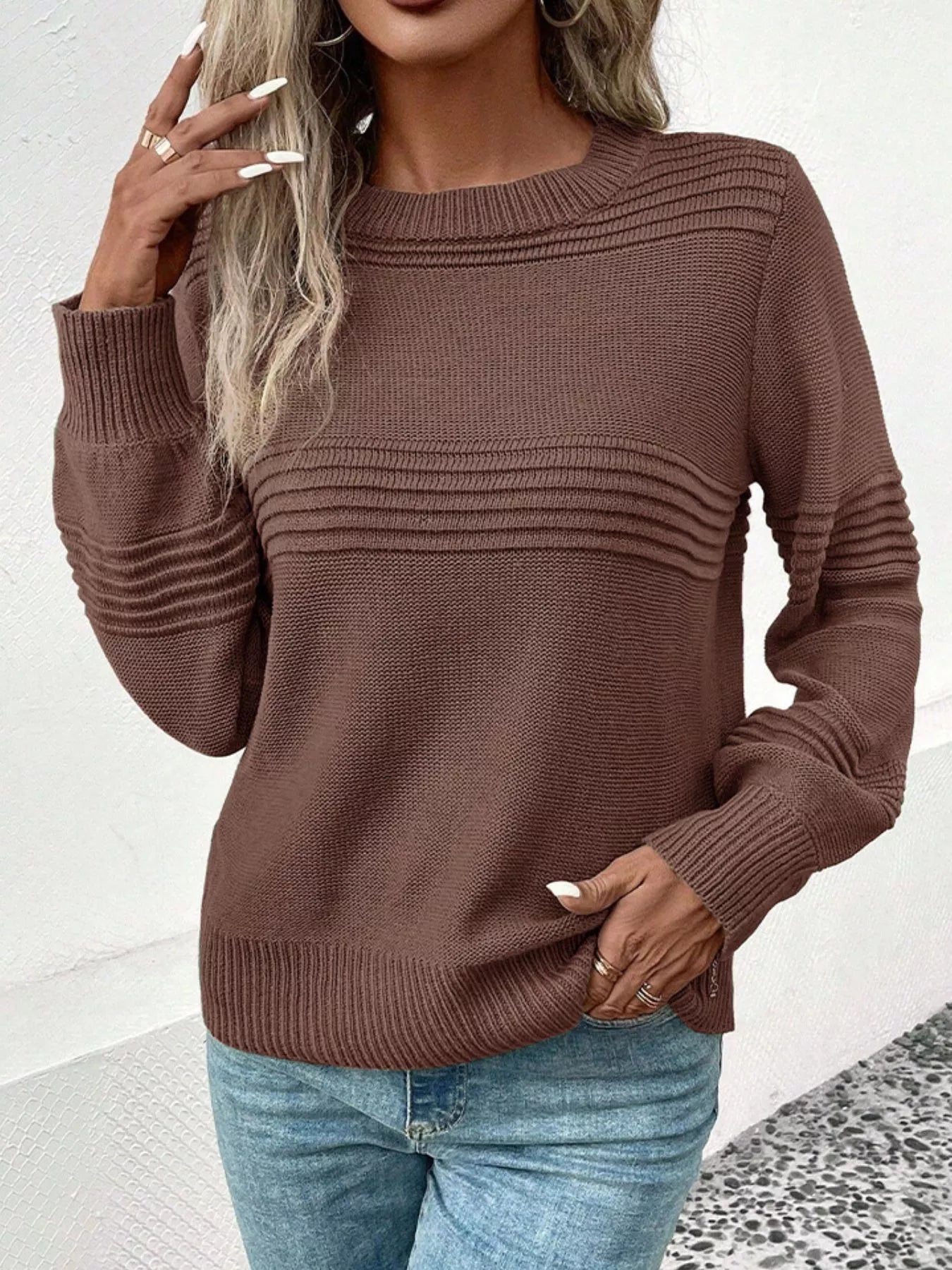 Jersey cuello redondo manga larga casual elegante