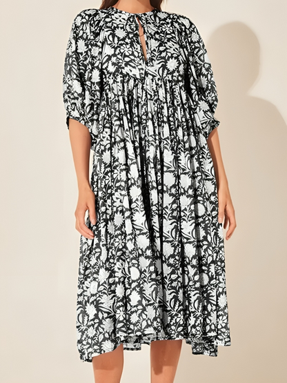 Vestido Florado Cómodo con Mangas Anchas - Vestiria