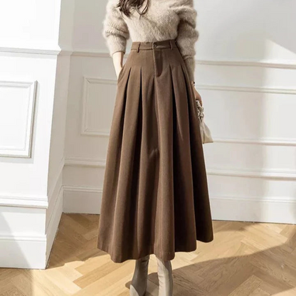 Falda Plisada Cintura Alta Mujer Estilo Casual