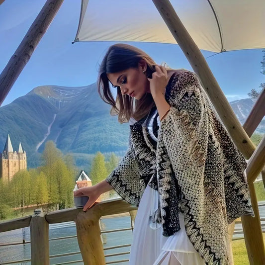 Poncho Punto Mujer con Estilo Bufanda - Vestiria