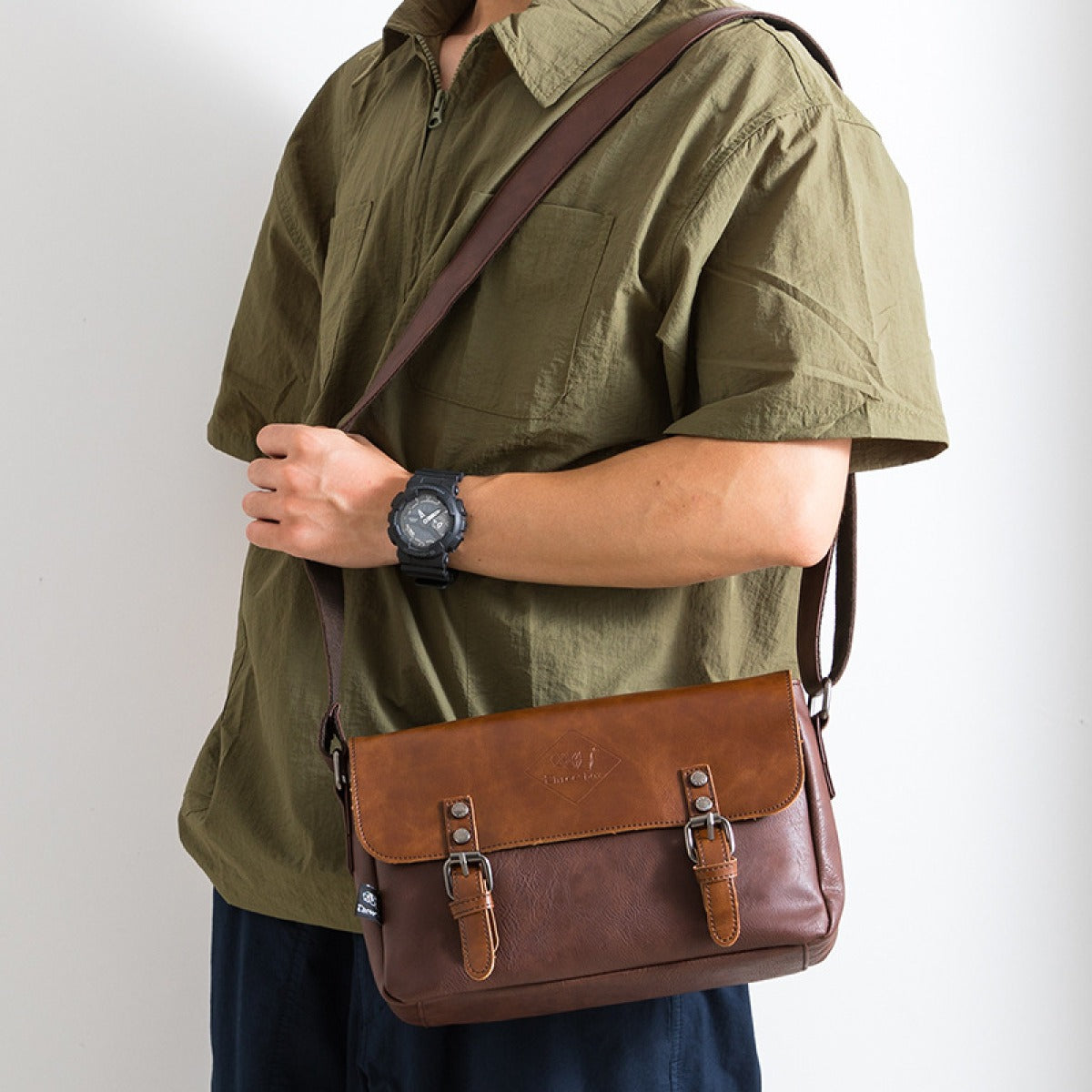 Bolso bandolera cuero hombre estilo clásico - Vestiria