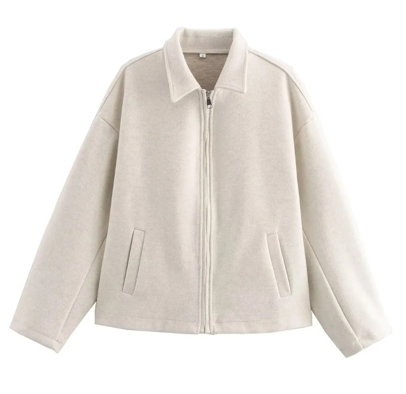 Chaqueta de lana ajustada con cremallera femenina