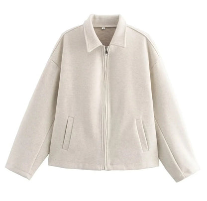 Chaqueta de lana ajustada con cremallera femenina