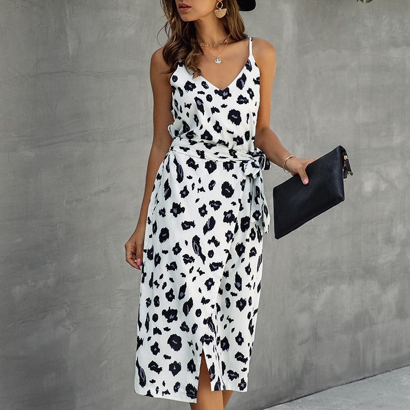 Vestido Mujer Estampado Leopardo Corte Asimétrico