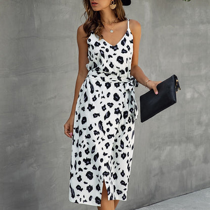 Vestido Mujer Estampado Leopardo Corte Asimétrico