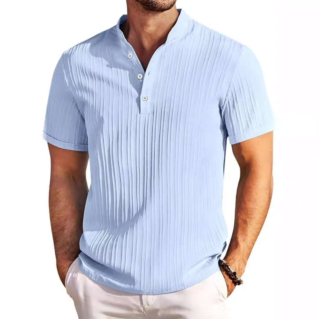 Camisa Hombre Casual Cuello Mao Relajado