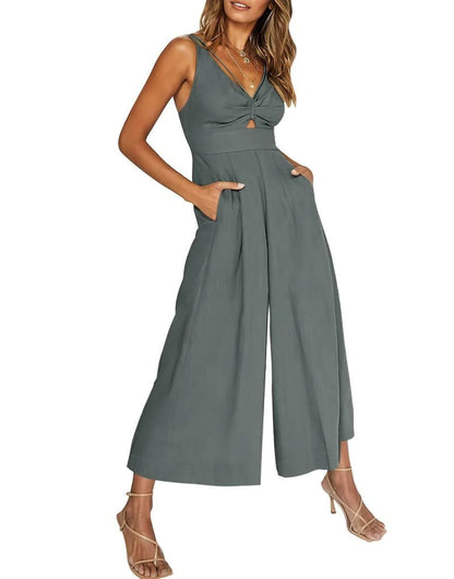 Mono sin mangas elegante escote V