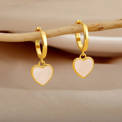 Pendientes Corazón Nacar Oro Femeninos - Vestiria