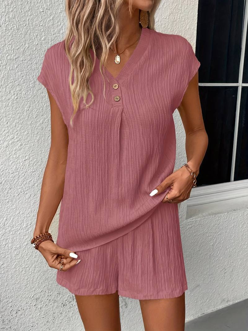 Conjunto Deportivo Mujer Camiseta Pico Pantalón Corto