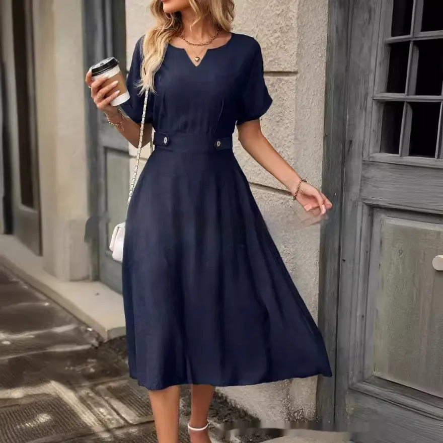 Vestido Mujer Midi Cintura Ajustada Elegante