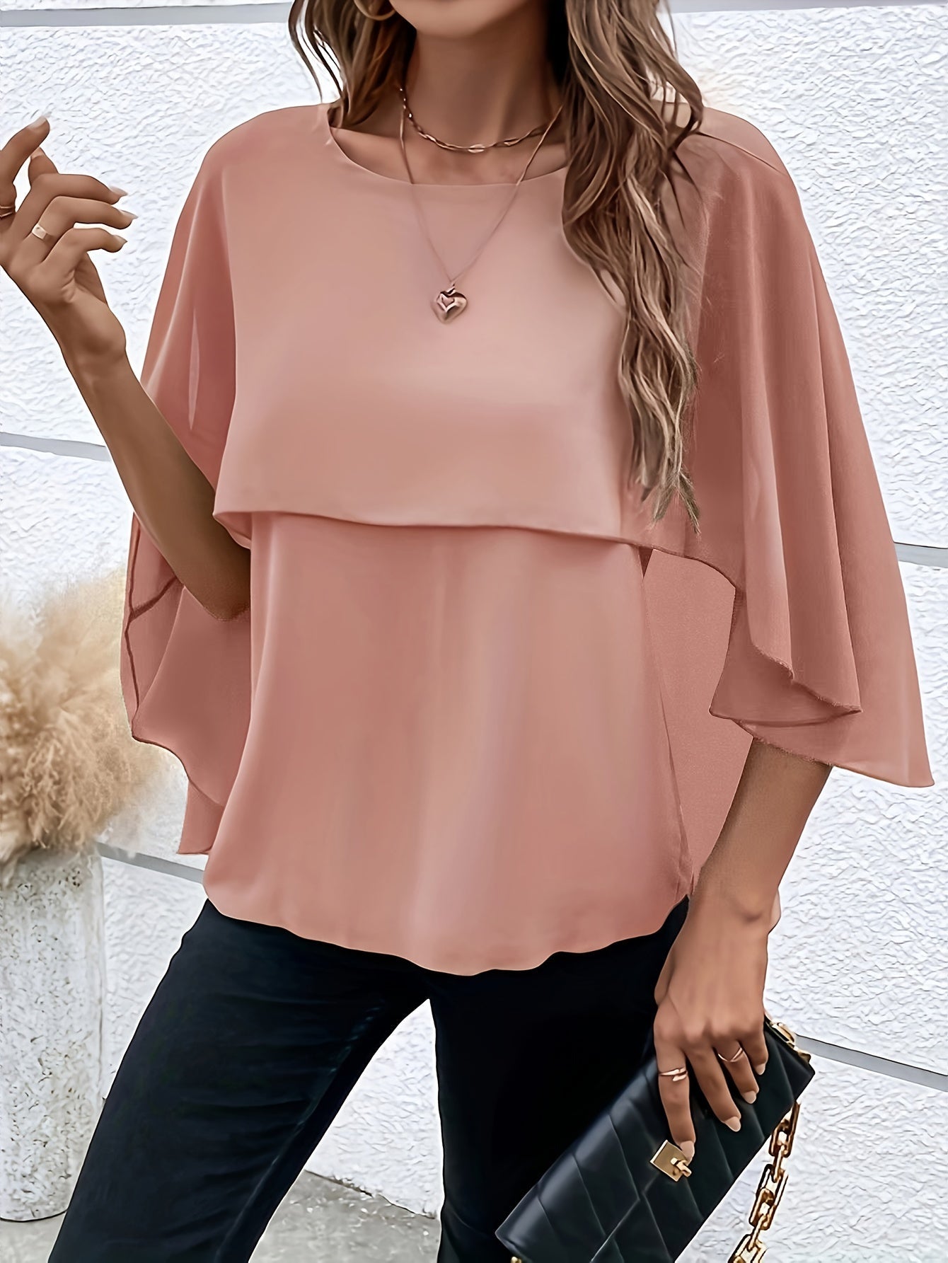 Blusa Capas Elegante con Mangas Amplias