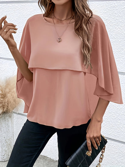 Blusa Capas Elegante con Mangas Amplias