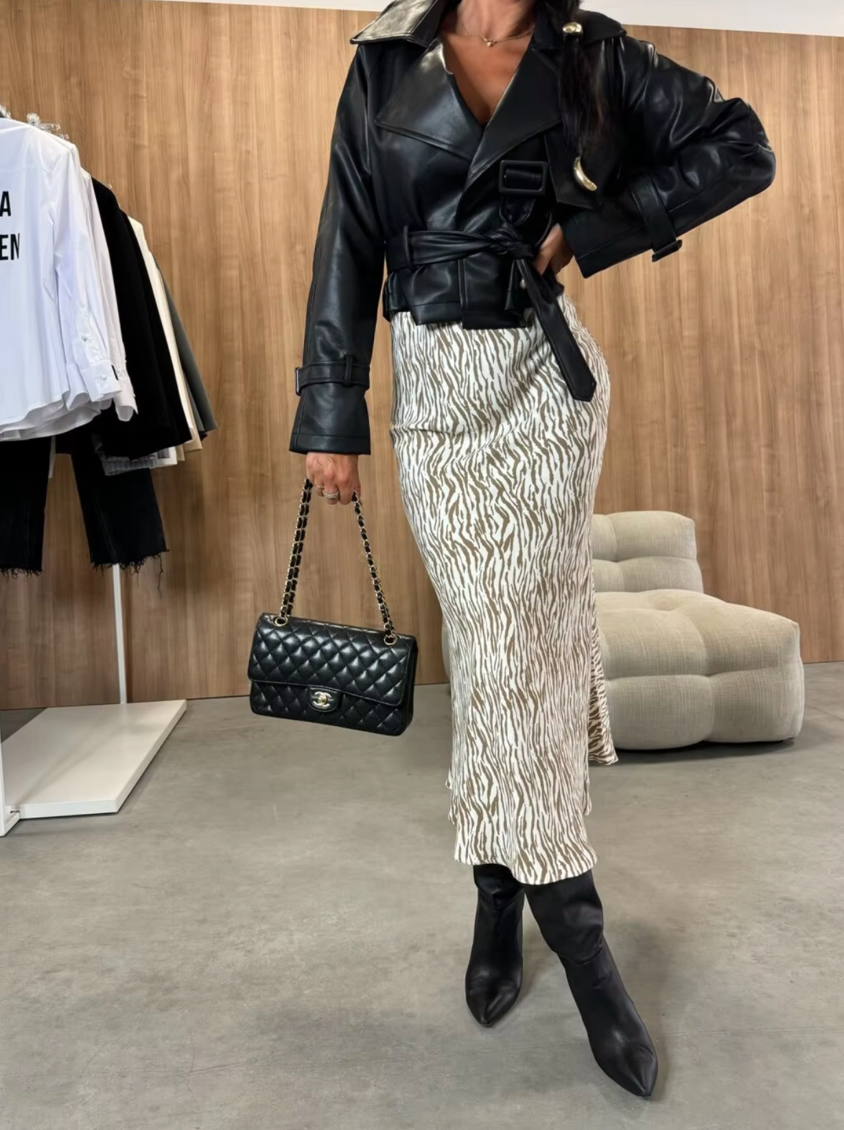 Falda Estampada Cintura Alta Mujer