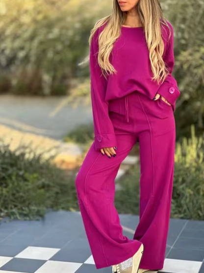 Pijama Mujer Manga Larga y Pantalón Ancho