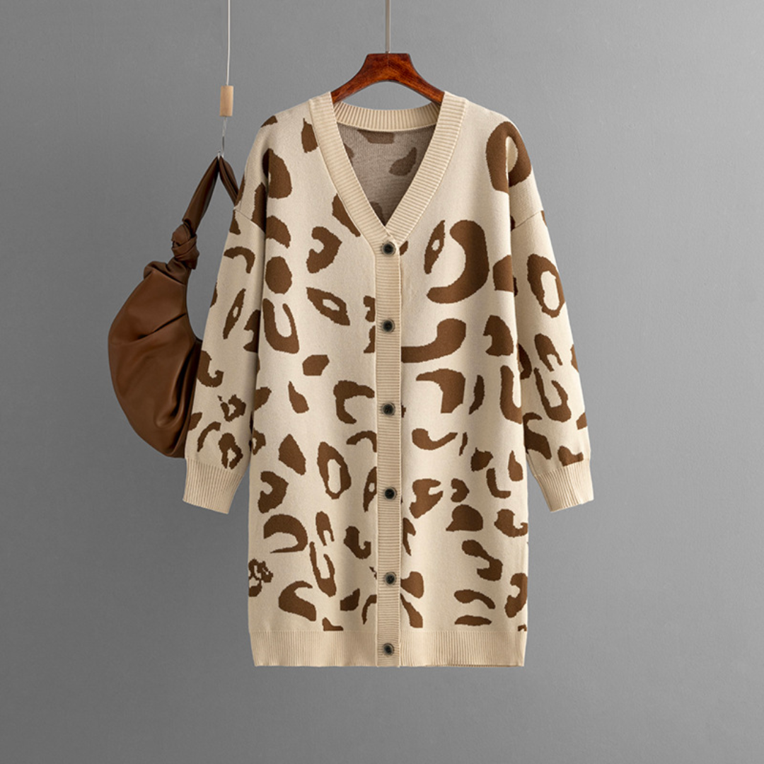 Cárdigan de punto leopardo suave