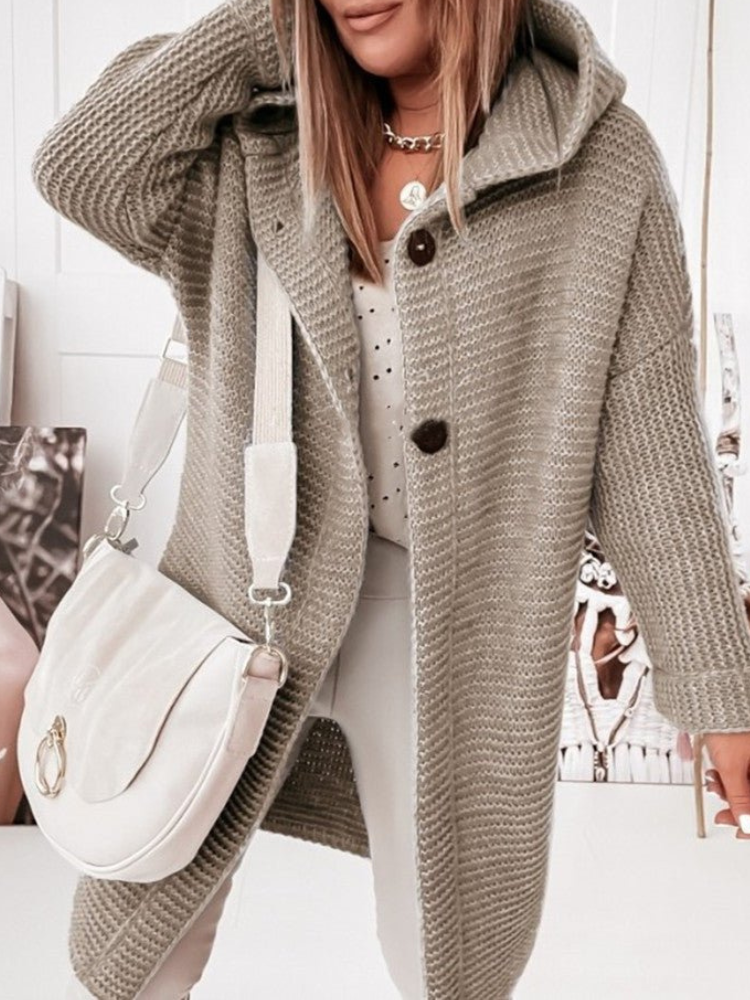 Chaqueta de punto con capucha informal elegante