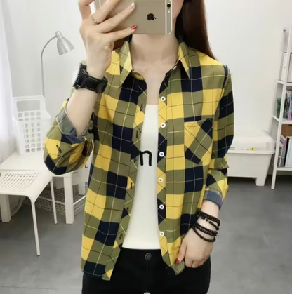 Blusa Cuadros Manga Larga Mujer