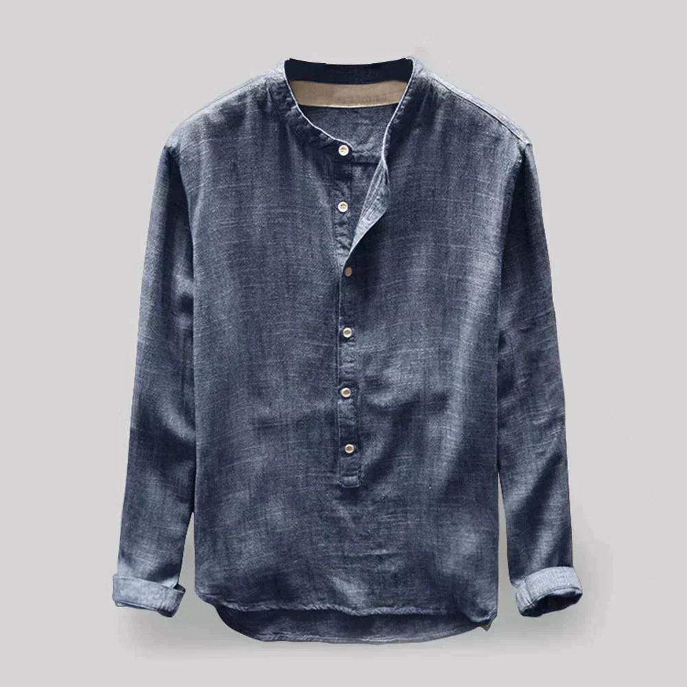 Camisa Hombre Cuello Mao Casual - Vestiria