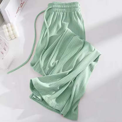 Pantalón Elegante de Seda Glaciar Alta Cintura