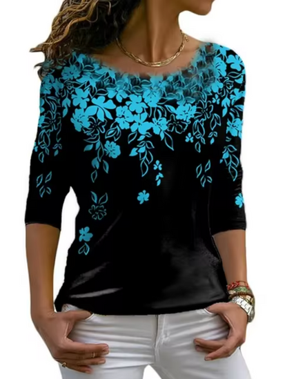 Camiseta Mujer Flor Estilo Clásico