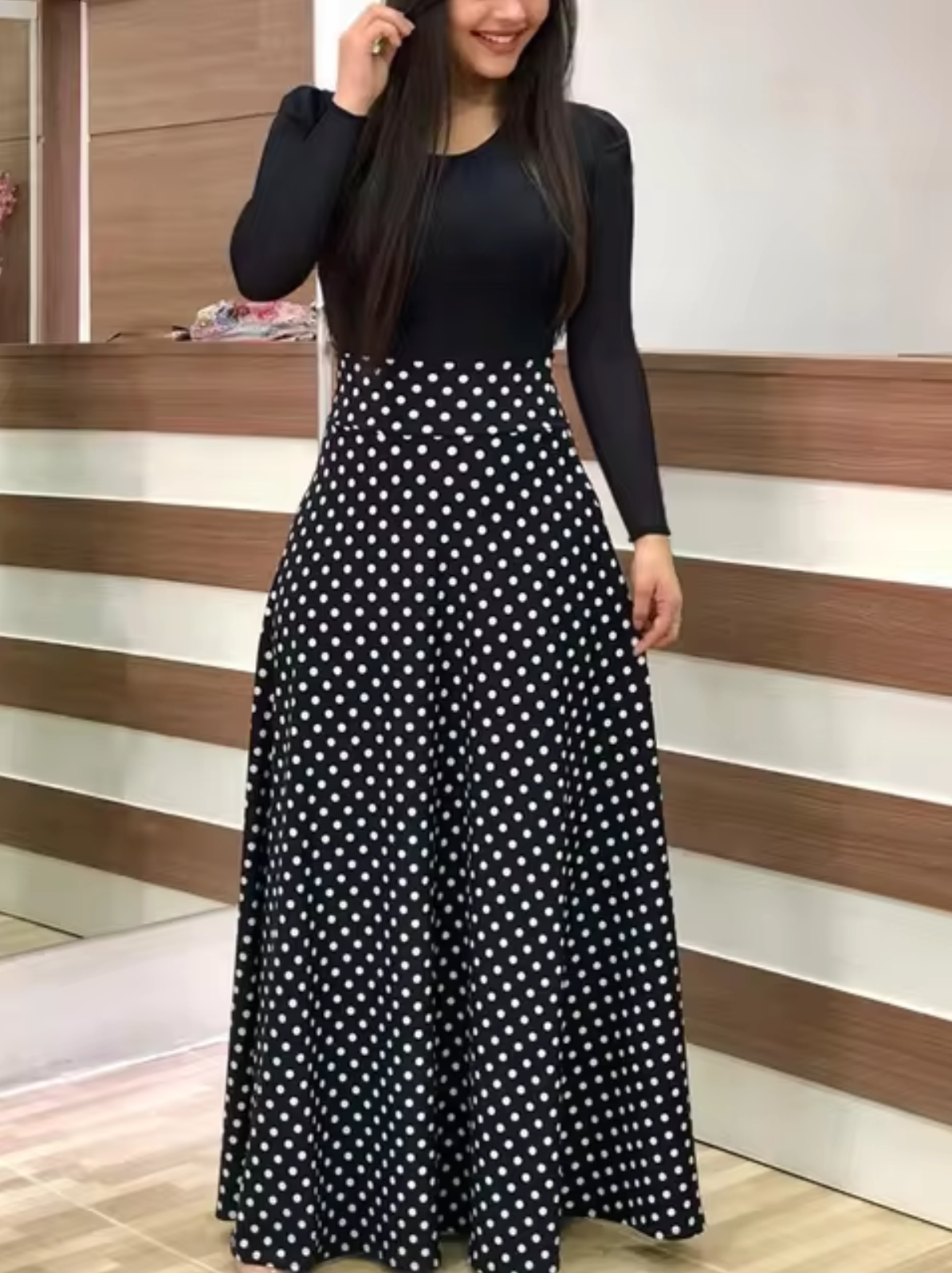 Vestido Floral Mujer Manga Larga Elegante