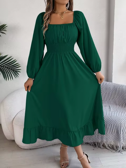 Vestido Mujer Cintura Alta con Mangas Voladas