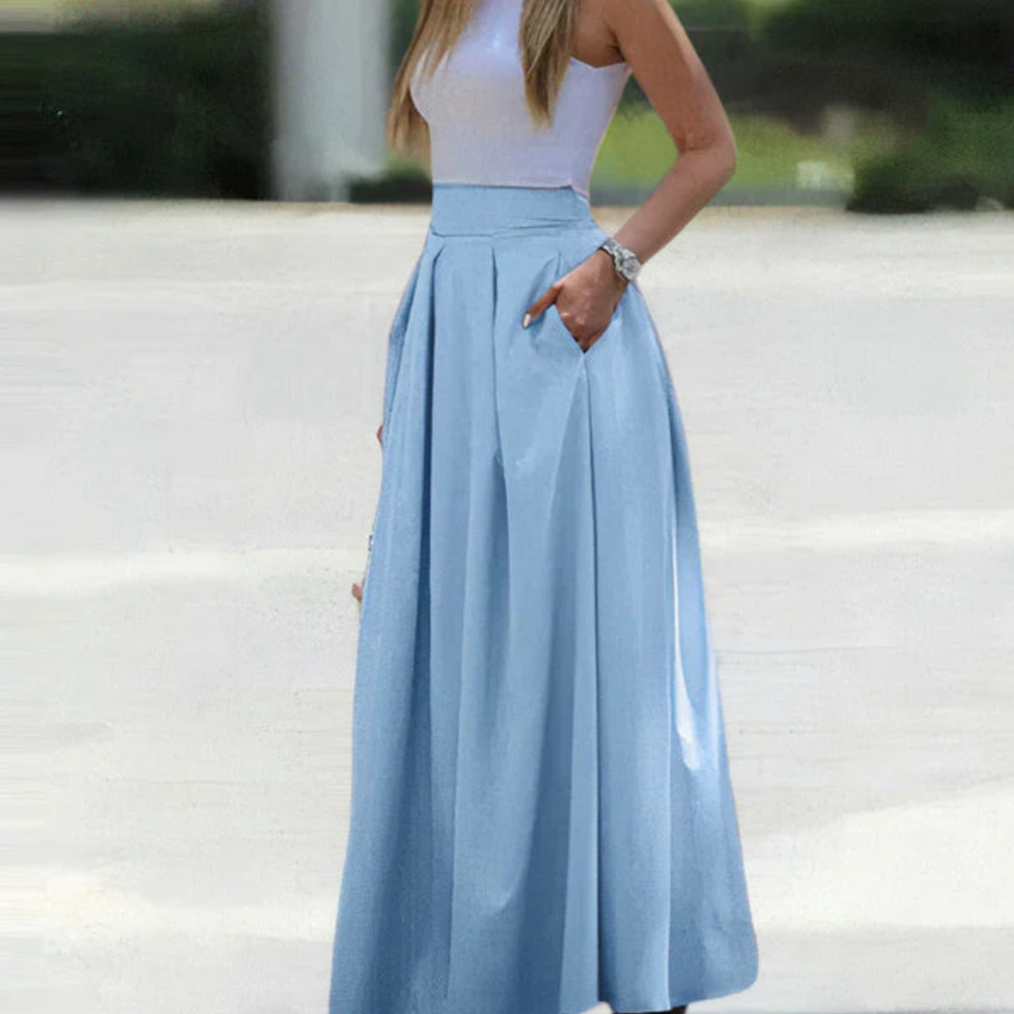 Falda Plisada Mujer Elegante y Amplia