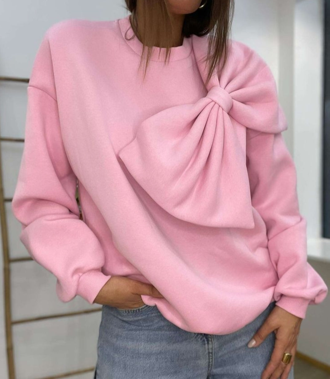 Sudadera Algodón Grande con Lazo Mujer