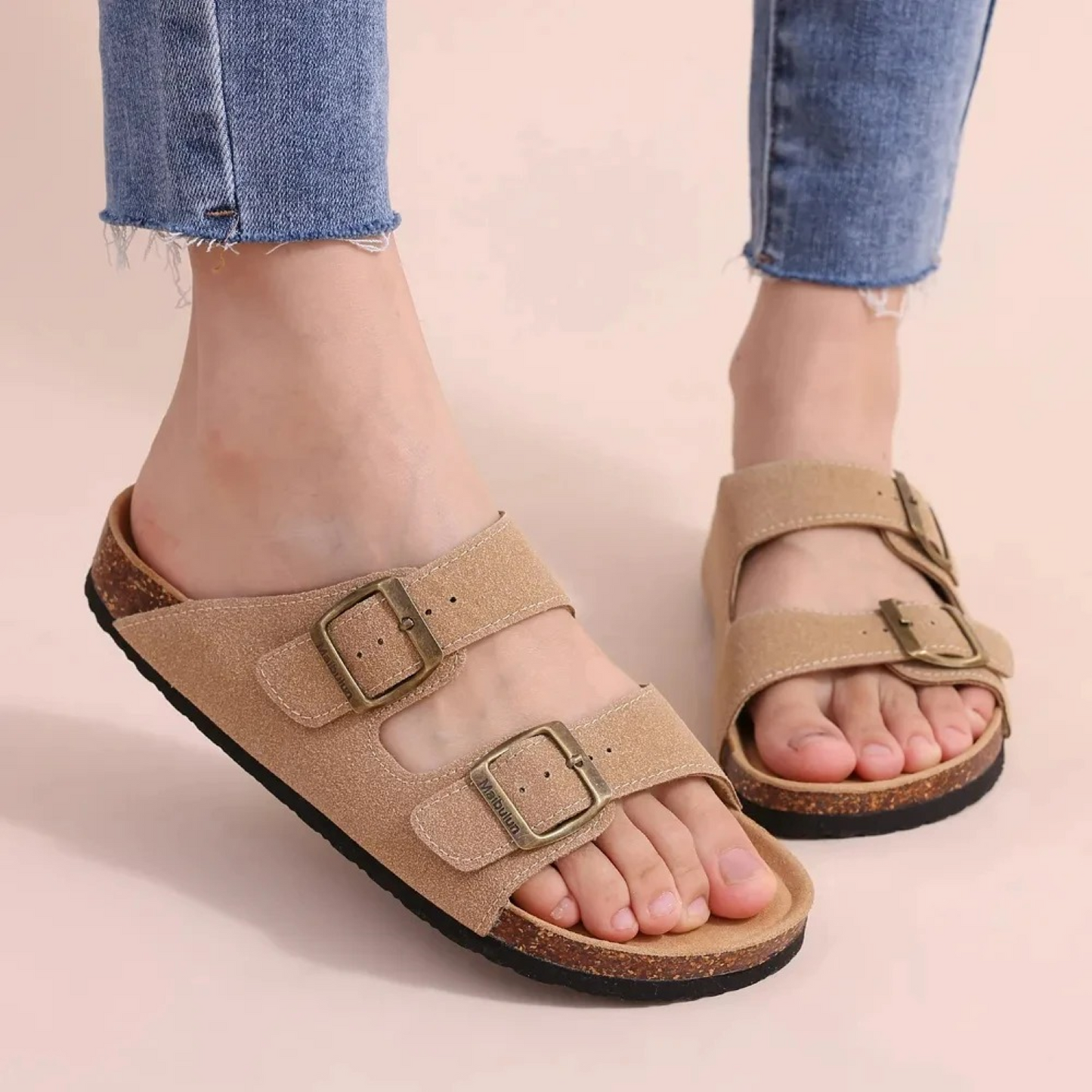 Sandalias Verano Doble Hebilla Mujer