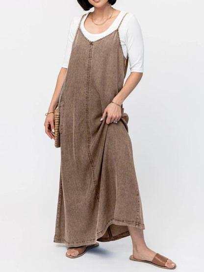Vestido Vaquero Amplio Estilo Retro