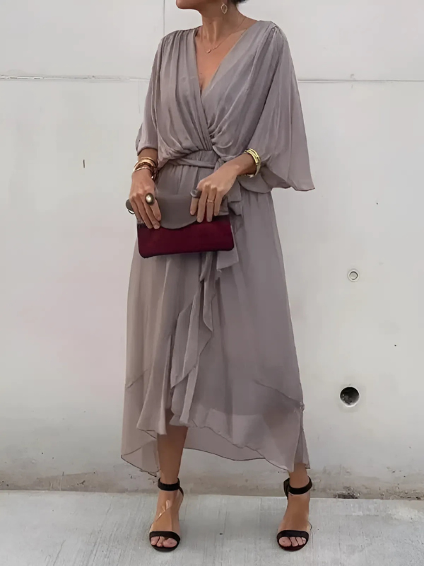 Vestido Midi Cruzado Chic Mujer