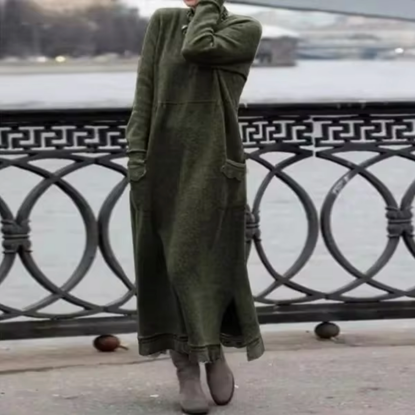 Vestido Sudadera Terciopelo Cálido Mujer