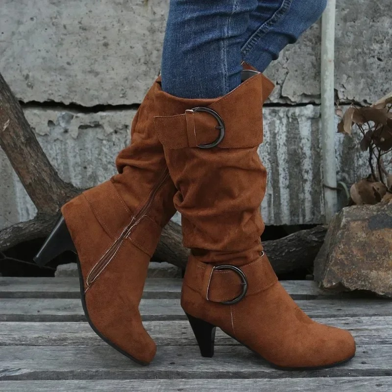 Botas Mujer Altas de Puntera Fina con Hebilla
