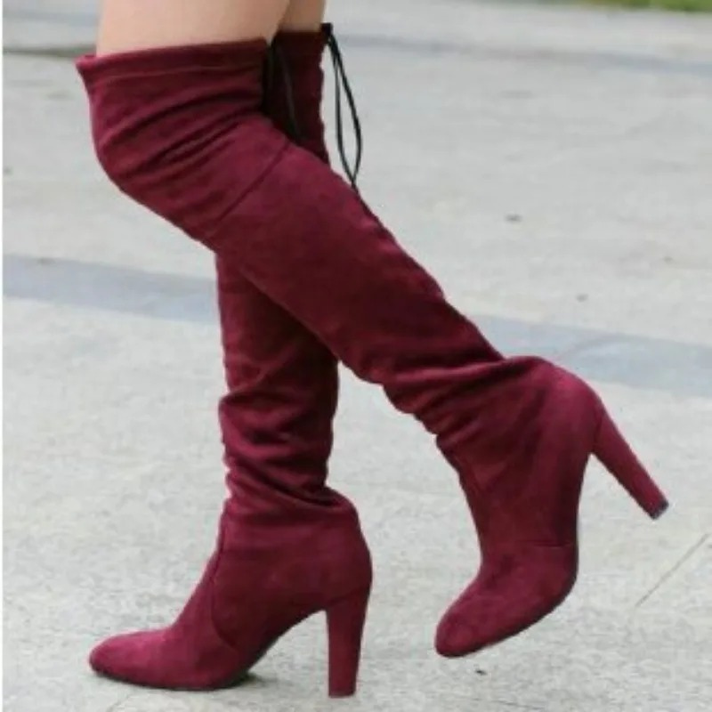 Botas Mujer Tacón Alto Puntera Redonda