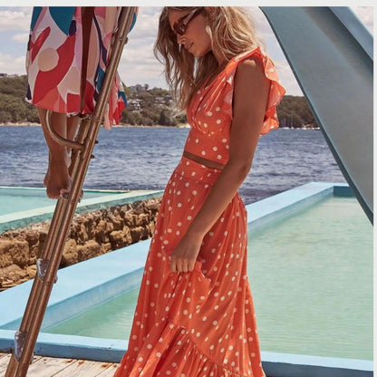 Vestido Elegante con Mangas Aleteadas