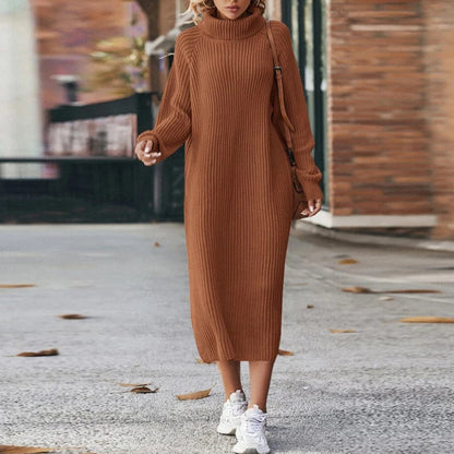 Vestido Largo Cuello Alto Mujer Cómodo