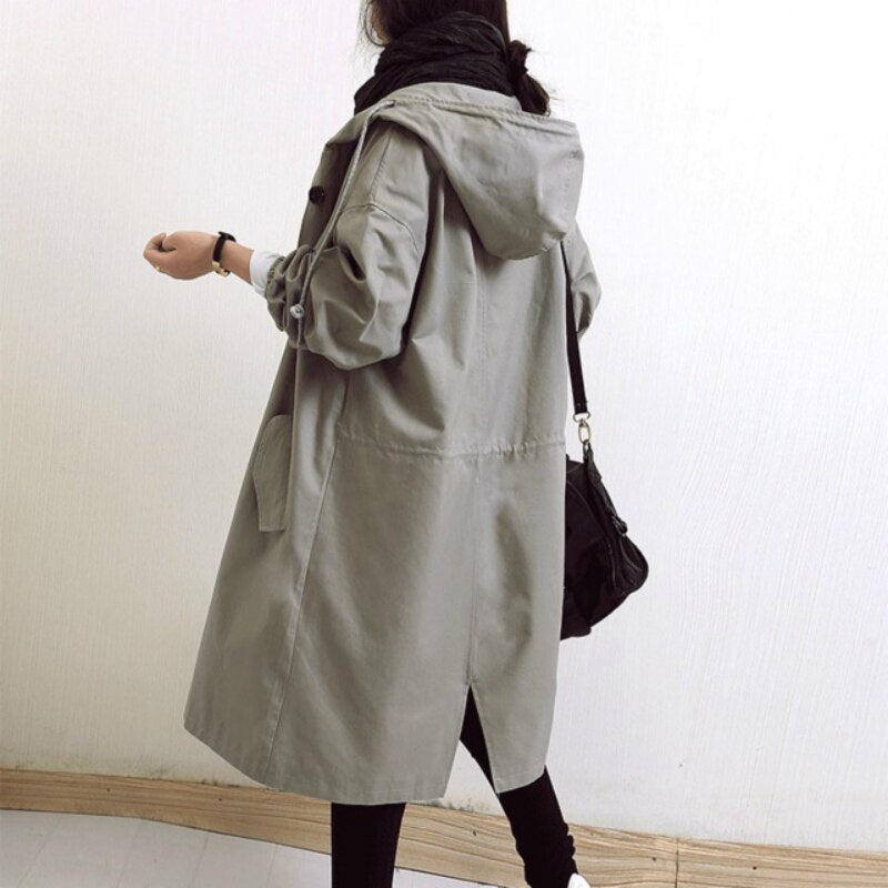 Chaquetón Mujer Impermeable con Capucha y Cuello Alto