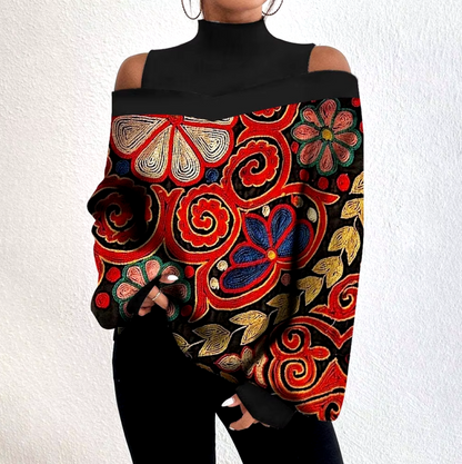 Blusa Mujer Off-Shoulder Cuello Alto Elegante