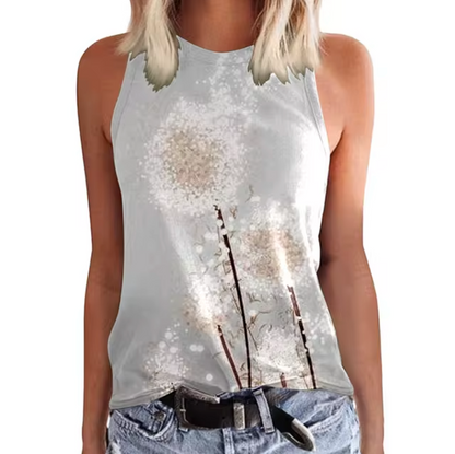 Top de Verano Florido sin Mangas